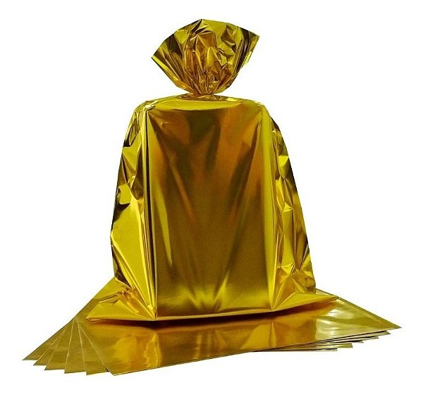 SACO PRESENTE 25X37 OURO METAL C/50