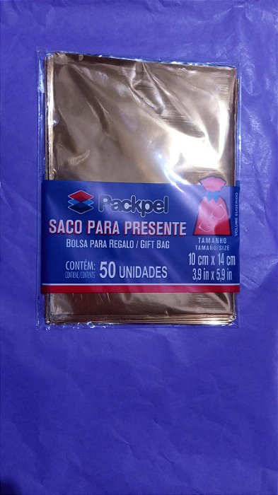 SACO PRESENTE 10X14 OURO METAL C/50 UND