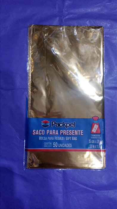 SACO PRESENTE 15X29 OURO METAL C/50 UND