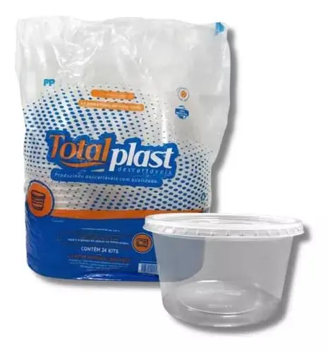 KIT POTE REDONDO C/ TAMPA 1000ML C/24 UNIDADES