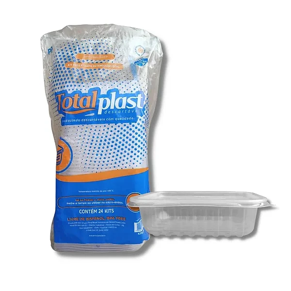 KIT 250ML POTE RETANGULAR C/ TAMPA C/24