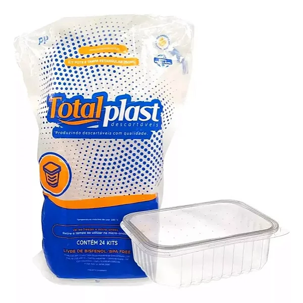 KIT 500ML POTE RETANGULAR C/ TAMPA C/24