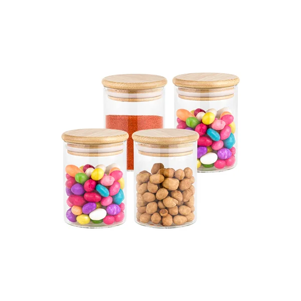 PORTA MANTIMENTO VIDRO TAMPA BAMBU 250ML