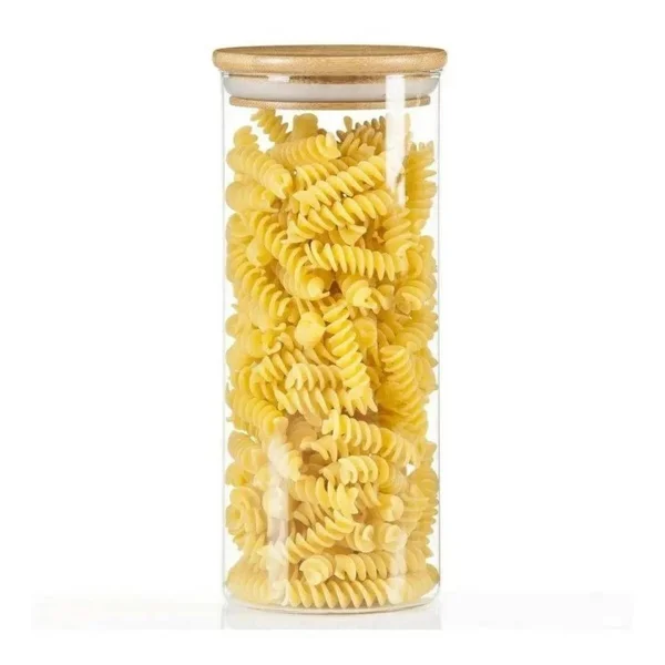 PORTA MANTIMENTO VIDRO TAMPA BAMBU 1000ML