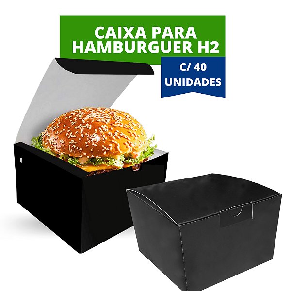 CX HAMBURGUER PRETO LISO H2 C/40