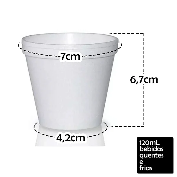 COPO TERMICO ISOPOR 120ML PACOTE C/20 UND