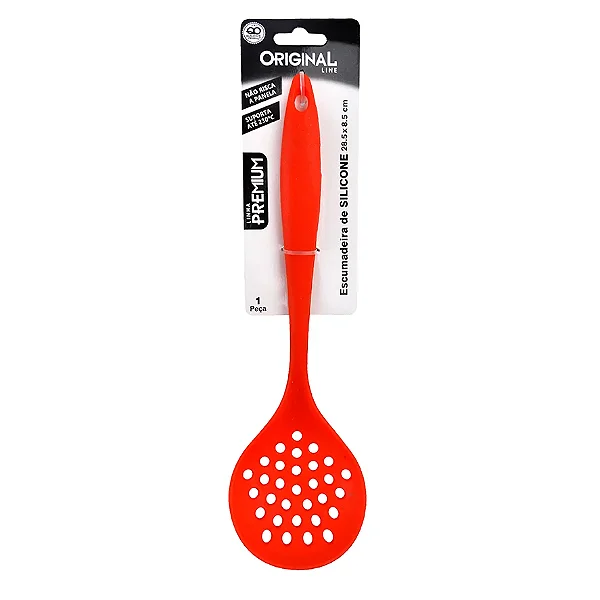 Escumadeira de Silicone 28x8 vermelha