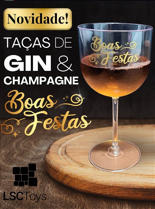 TACA GIN TRANSPARENTE ESCRITO BOAS FESTAS 600ML