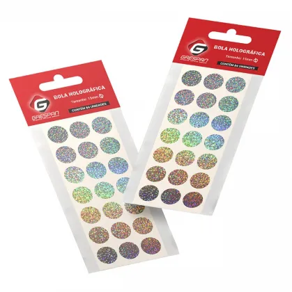 ETIQUETA ADESIVA BOLA HOLOGRAFICA C/84 UND