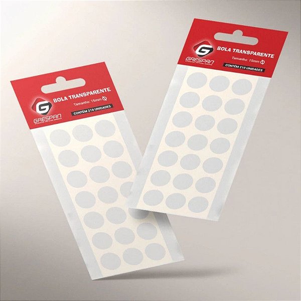 ETIQUETA ADESIVA BOLA TRANSPARENTE 15MM C/210 UND