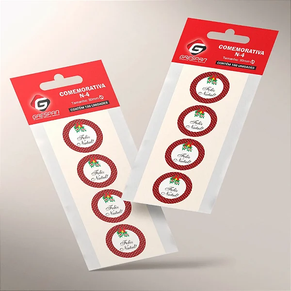 ETIQUETA COMEMORATIVA N.4 REDONDA TEMA NATAL C/100 UND