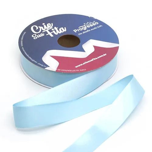 FITA CETIM SIMPLES 212 AZUL BEBE 22MMX50MT COM IMPRESSAO