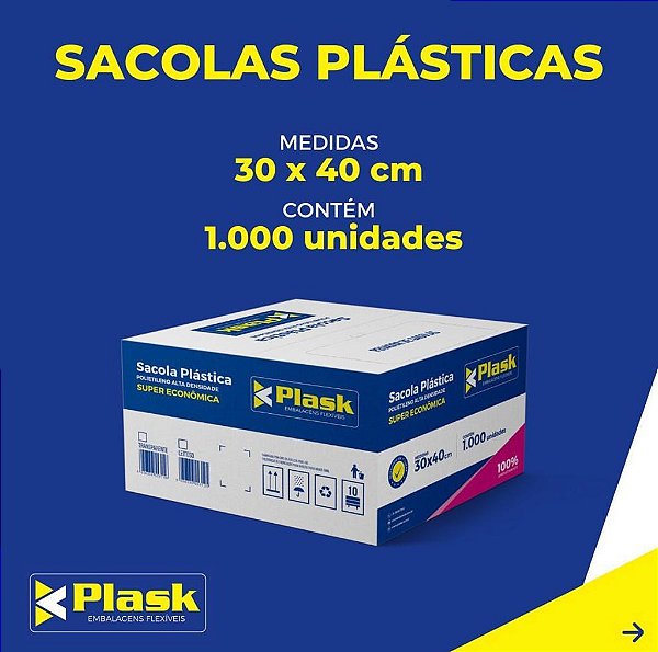 SACOLA 30X40 LEITOSA C/1000 UNID PLASK