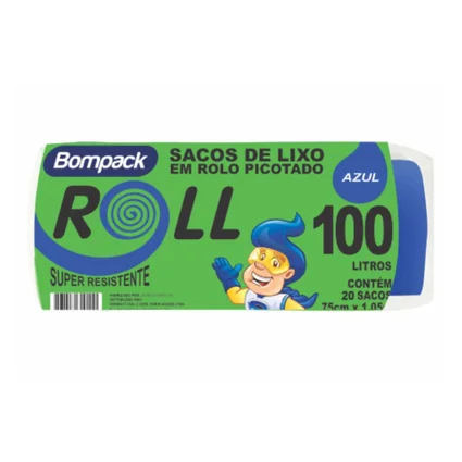 Saco de lixo azul resistente 100lt c/20