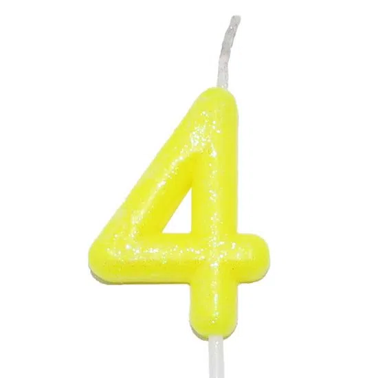 VELA AMARELO NEON NUMERO 4