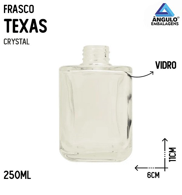 FRASCO VIDRO TEXAS TRANSPARENTE 250ML
