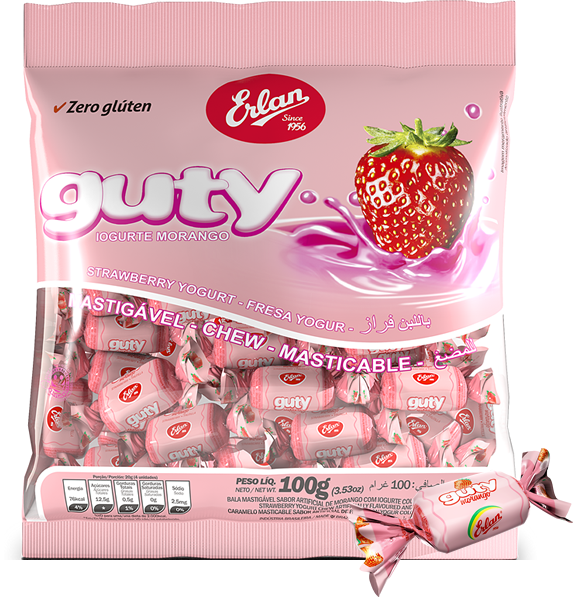 BALA MASTIGAVEL GUTY MORANGO 500GR