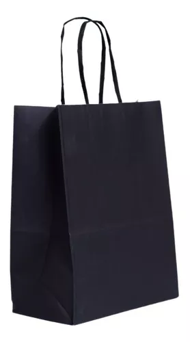 SACOLA PAPEL PRETA GG 33X45 C/10