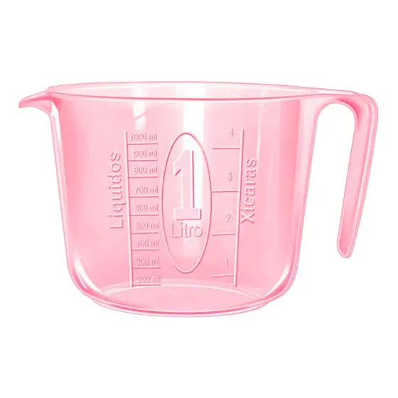 JARRA PLÁSTICA 1 LITRO MEDIDORA ROSA