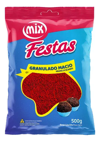 CONFEITO GRANULADO MACIO VERMELHO MIX FESTAS 500G