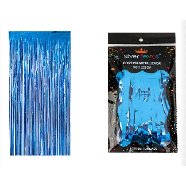 CORTINA METALIZADA AZUL 100X200CM