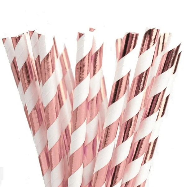 CANUDO PAPEL ROSE LISTRADO C/15 UND