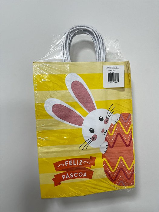 SACOLA PAP.KRAFT PP COELHO COLOR C/10 31X23X11