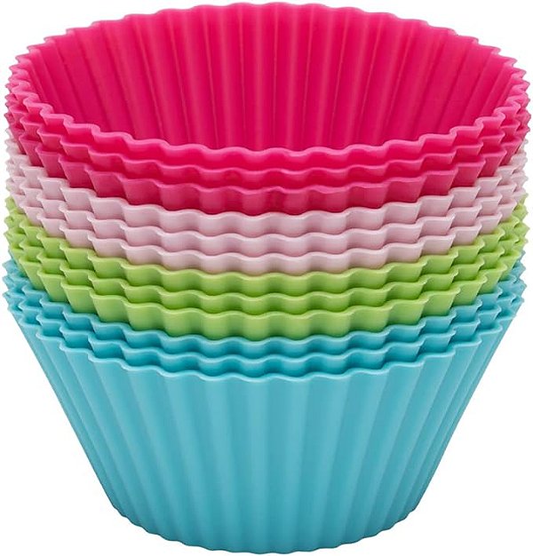 KIT 12 FORMAS MINI BOLO SILICONE COLORIDAS