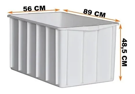 CAIXA PLASTICA BRANCA 180 LITROS 1018 89x56x49