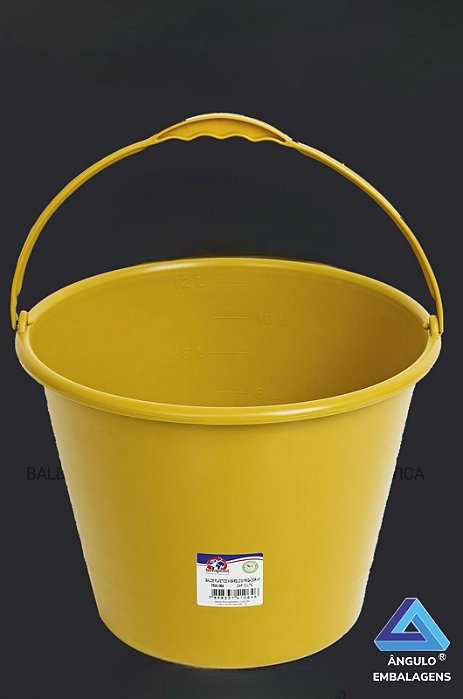 BALDE PLASTICO 12 LITTOS COM ALÇA COR AMARELO
