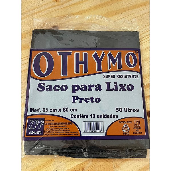 SACO LIXO PRETO 50 LITROS C/10 UNIDADES 65X80