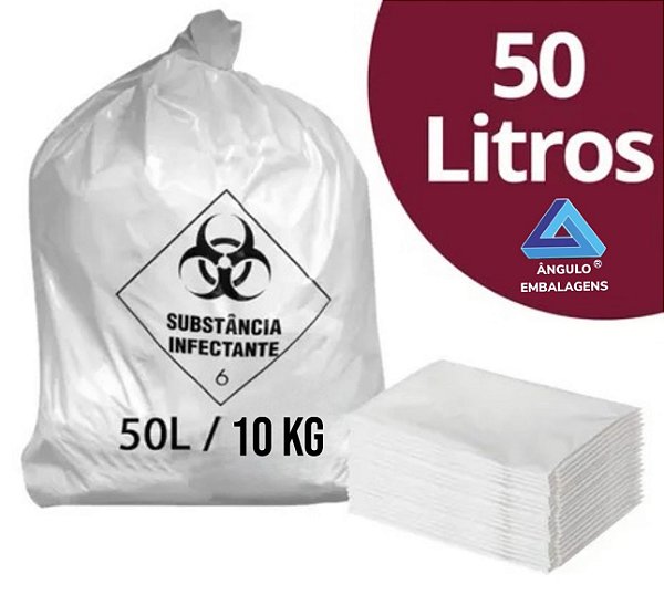 SACO LIXO BRANCO INFECTANTE 50 LITROS C/100 UND