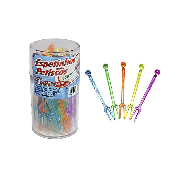 ESPETINHO PARA PETISCO COLORIDO C/100 UND