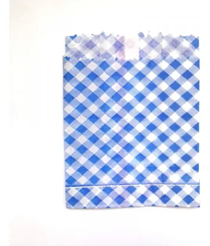 SACO MINI LANCHE XADREZ AZUL 11,5X10 100UN