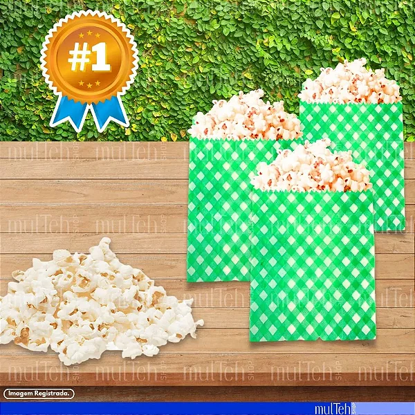 SACO MINI LANCHE XADREZ VERDE 11X10 100U