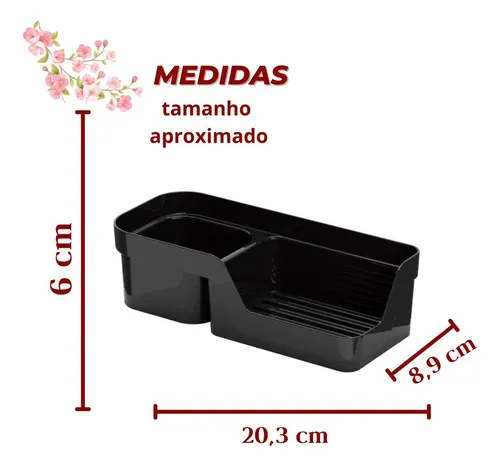 PORTA DETERG/ESPONJ LISO PRETO 20CM