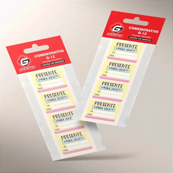 ETIQUETA COMEMORATIVA G-12 PCT 100 UN PRESENTE PARA VOCE