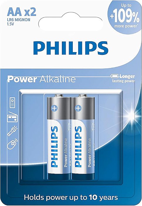 PILHA PHILIPS ALCALINA AA 1.5V C/ 2UND