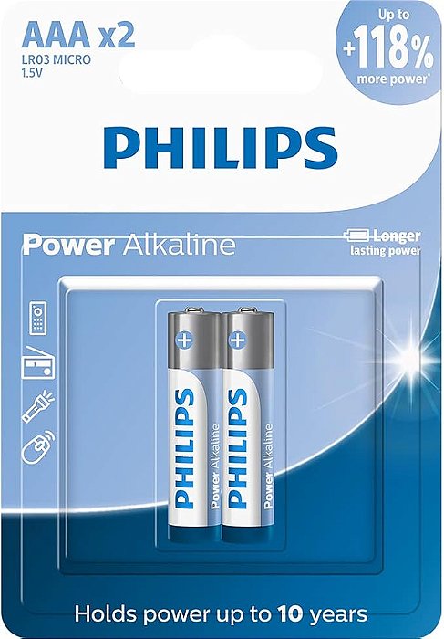 PILHA PHILIPS ALCALINA AAA 1.5V C/ 2UND