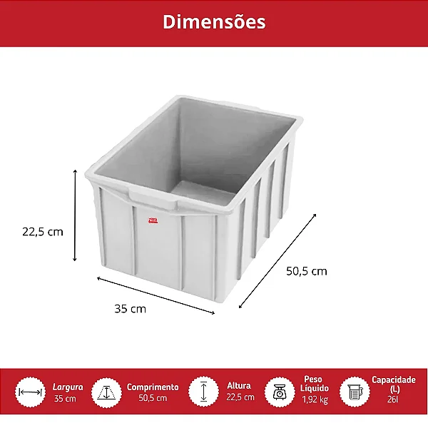 CAIXA 014 - 26LITROS BRANCA 22X35X50