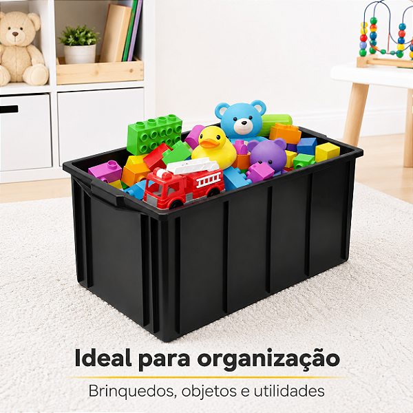 CAIXA ORGANIZADORA PLASTICA 019 PRETA 38L GRANDE 55X27X37CM