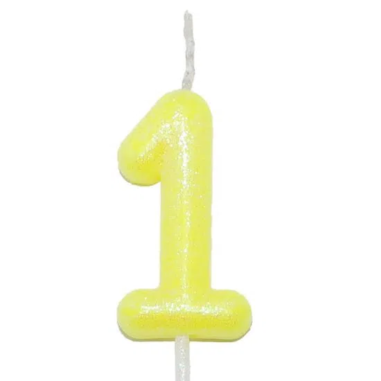 VELA AMARELO NEON NUMERO 1