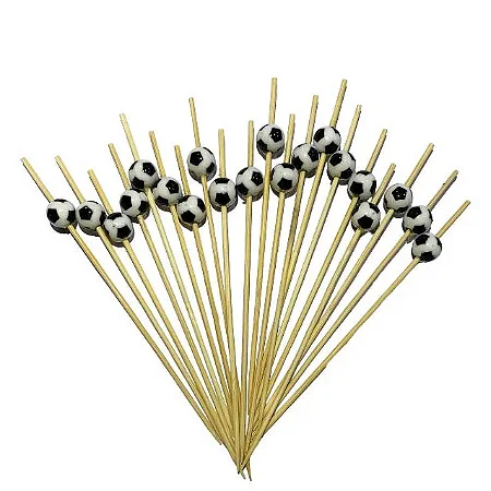 PALITO BAMBU P/ PETISCOS BOLA FUTEBOL 20 UNIDADES 12CM