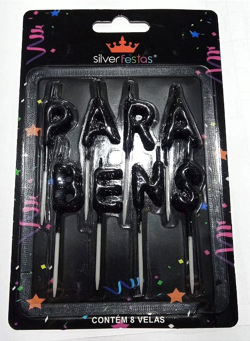 VELA PARABENS GLITTER PRETA