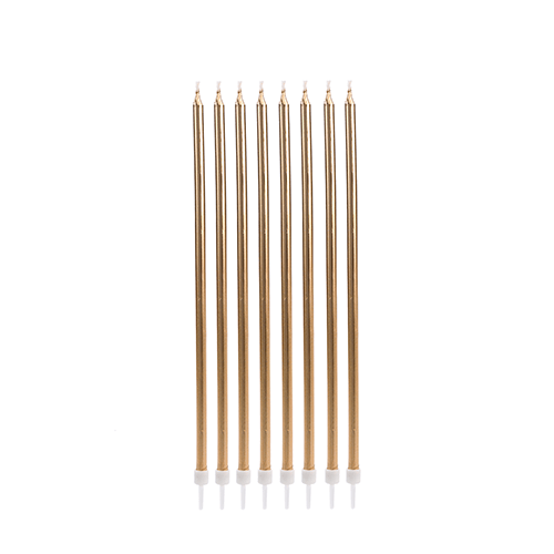 VELA PALITO GIGANTE METALIZADA DOURADA 18CM 8UND