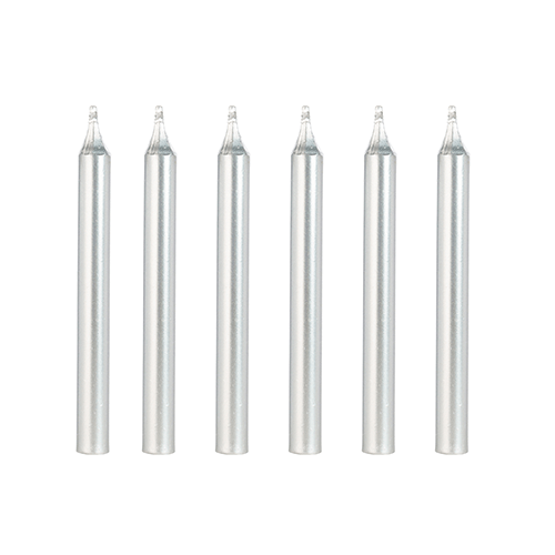 VELA PALITO PRATEADA 8 CM - 6 UNIDADES