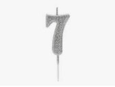 VELA GLITTER PRATA N7 COM PALITO 13,5CM