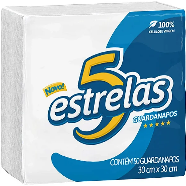 GUARDANAPO 5 ESTRELAS 30X30 50 UNIDADES 100%