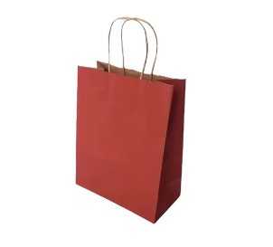SACOLA PAPEL KRAFT VERMELHA ALÇA NATURAL 9,5X7,5X14,5CM C/ 10 UNIDADES