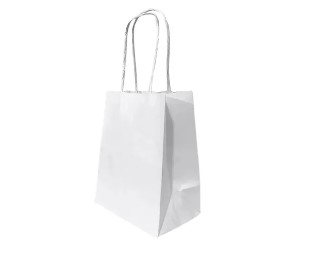 SACOLA PAPEL KRAFT BRANCA 9,5X7,5X14,5CM C/10